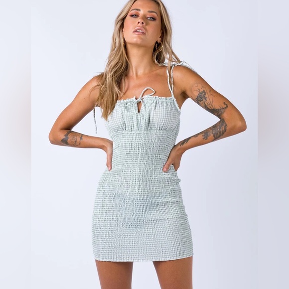 Princess Polly Green and White Dress - Picture 1 of 2